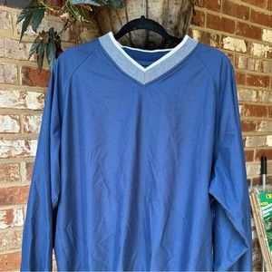 large navy blue consensus golf men’s pullover windbreaker with unique stitchlook